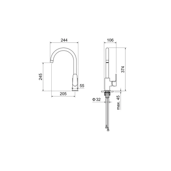 Смеситель для кухни Акватек Оберон черный AQ1282MB