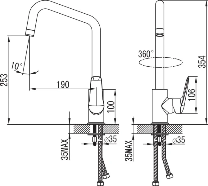 Смеситель для кухни IDDIS Torr высокий излив TORSBL0i05