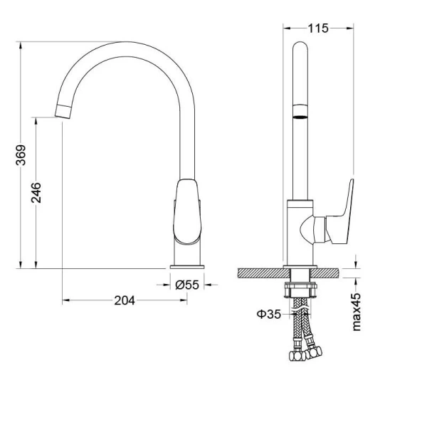 Смеситель для кухни Акватек Бетта хром AQ1182CR