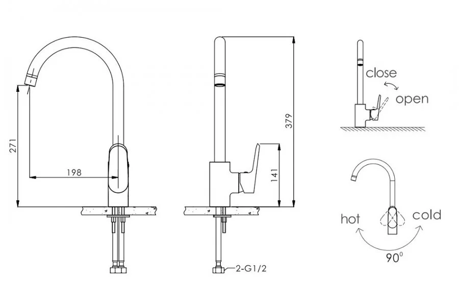 Смеситель для кухни  Bravat Pure F7105161C