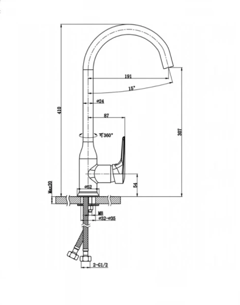Смеситель для кухни Bravat ARDEN F7351385CP-RUS