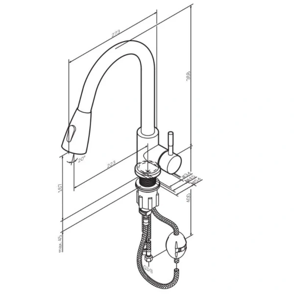 Смеситель для кухни Am.Pm X-Joy S черный матовый F85B07522