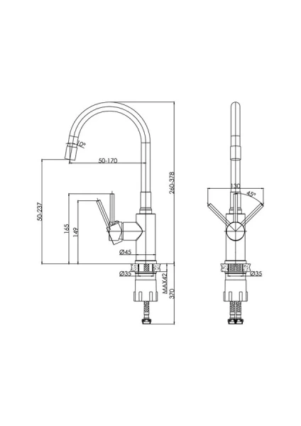 Смеситель для кухни Cersanit Melar хром/черный 68233