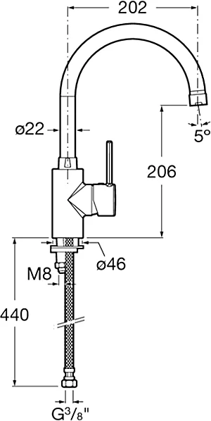 Смеситель для кухни Roca Targa однорычажный 5A8460C0M