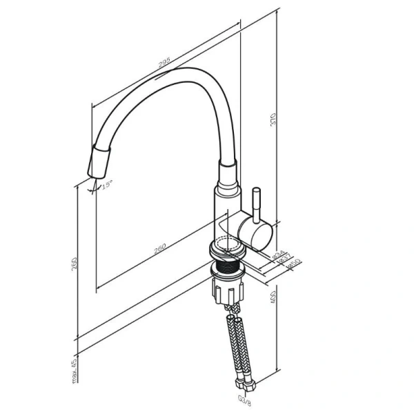 Смеситель для кухни Am.Pm X-Joy S хром/серый F85B07605