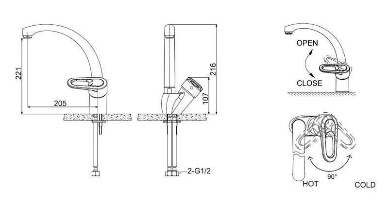 Смеситель для кухни Bravat LOOP F7124182CP-RUS