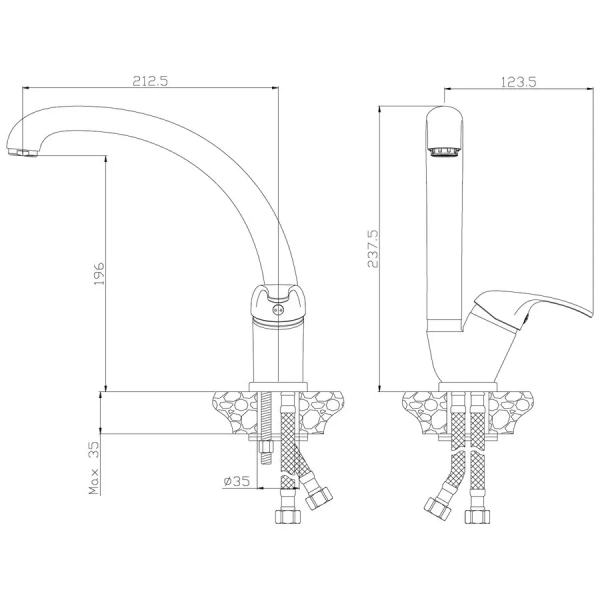 Смеситель для кухни Rossinka Y с поворотным изливом Y35-23