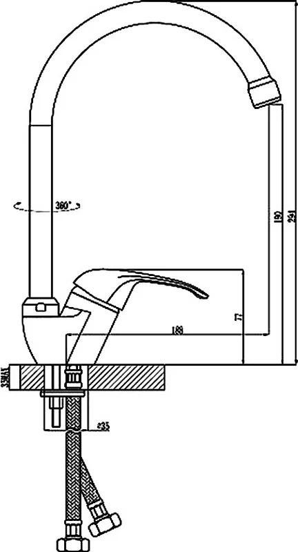 Смеситель для кухни Rossinka A с поворотным изливом A35-23