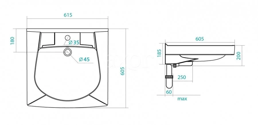 Раковина над стиральной машиной Santek Пилот 60 см с кронштейнами и сифоном 1.WH30.1.971