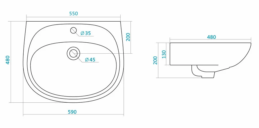 Раковина Santek Анимо 60 см белая 1WH110508