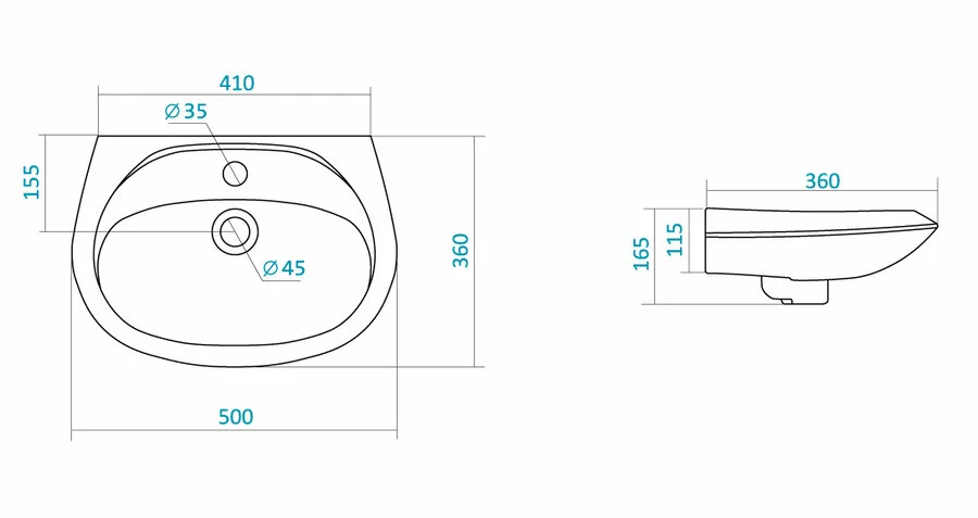 Раковина Santek Бриз 50 см белая 1WH110451