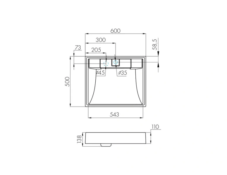 Раковина над стиральной машиной Акватон Рейн 60 см графит 1A72103KRW210