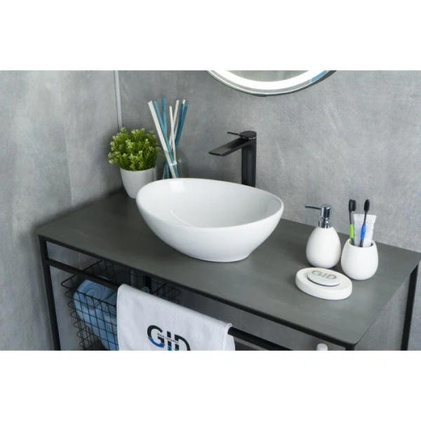 Раковина GID Lago N9138 41 см белая 51178 Staron