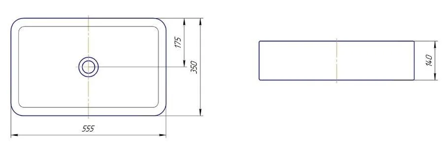 Раковина Kirovit Олимпия 56 см прямоугольная Вн Крв33