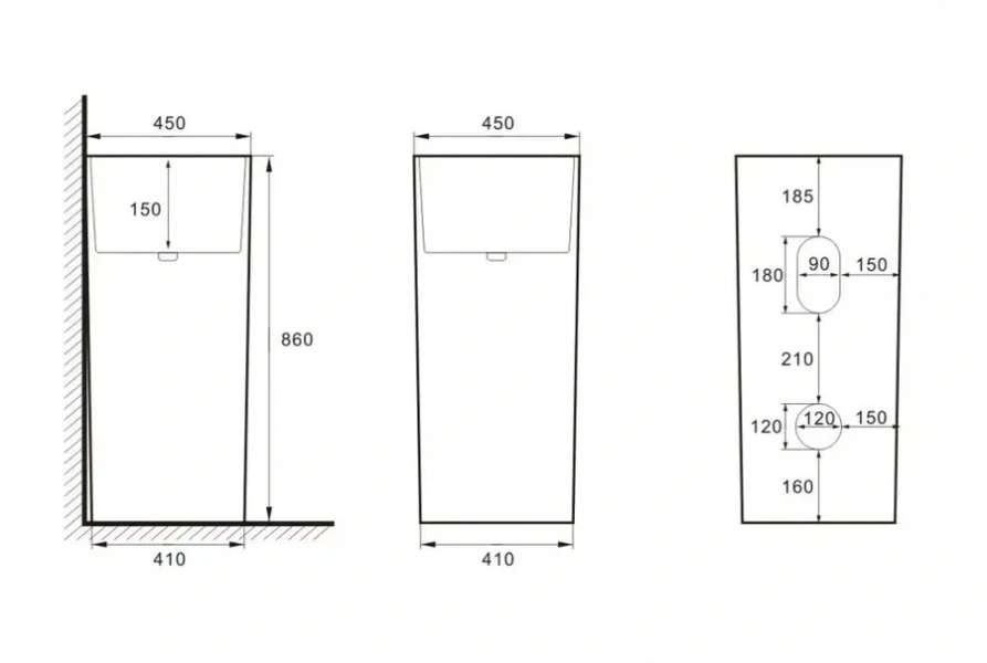 Раковина напольная SantiLine 45 см керамическая белая SL-4014