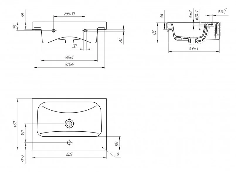 Раковина Cersanit Moduo 60 см подвесная S-UM-MOD60/1