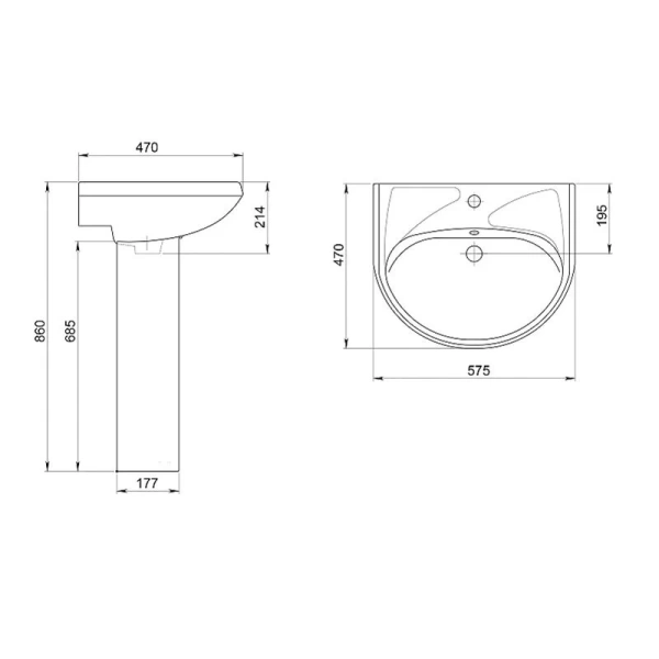 Раковина Santeri Вест 60 см с отверстием под смеситель 1.3111.8.S00.11B.0