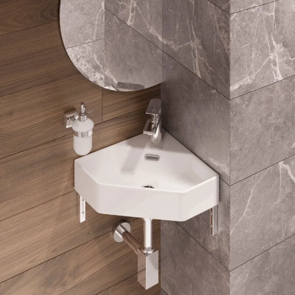 Раковина Sanita Luxe Line 50 см угловая WB.CR/Line/35-C/WHT.G/S1 Staron