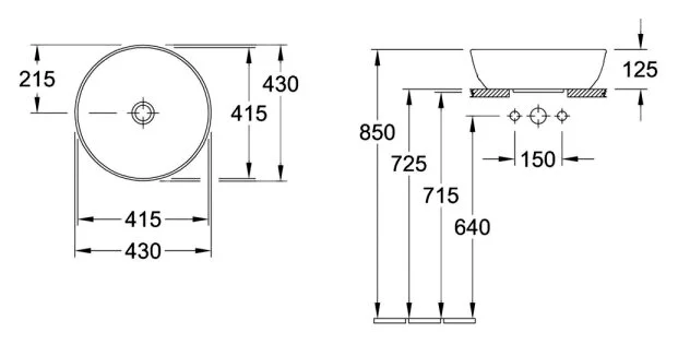 Раковина Villeroy & Boch Artis 43 см накладная, без покрытия CeramicPlus 41794301 Staron
