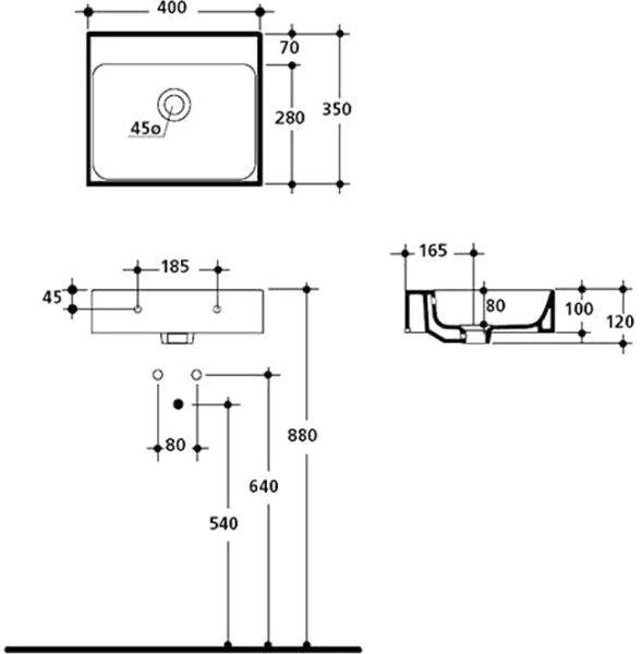 Раковина Kerasan Cento 40 см белая 353901*0 Staron