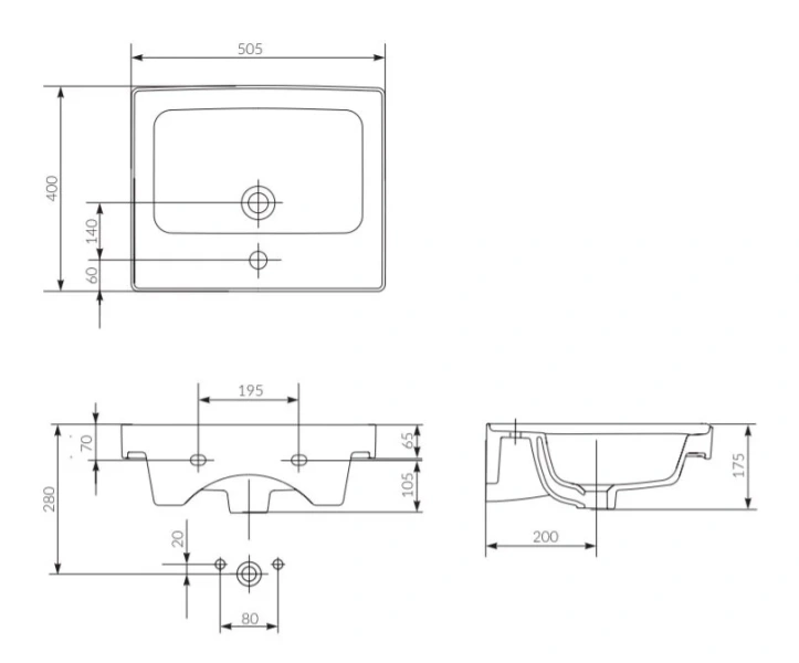 Раковина Cersanit Crea 50 см подвесная P-UM-CRE50/1