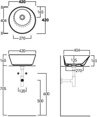 Раковина Simas Wave 42 см круглая WA01 bi*0 Staron