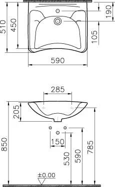 Раковина для инвалидов VitrA Arkitekt 6147b003 60 см 6147B003-0001