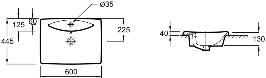 Раковина Jacob Delafon Escale 60 см белая, встраиваемая E1289-00