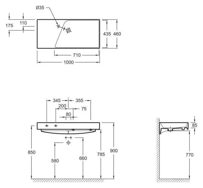 Раковина Jacob Delafon Rythmik 100 см белая EXN112-00
