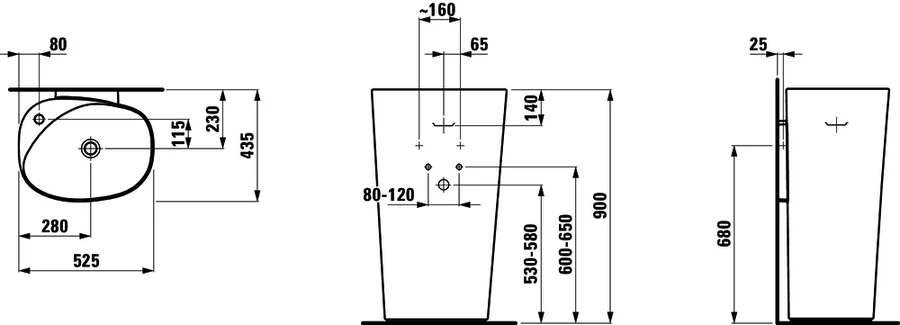 Раковина напольная Laufen Palomba 8.1180.4.000.10 52 см свободностящая