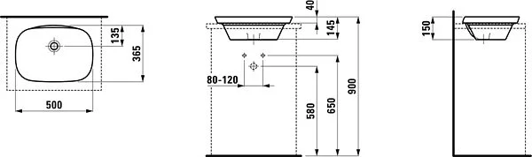 Раковина Laufen Ino 8.1730.2 50 см полувстраиваемая