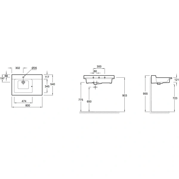 Раковина Jacob Delafon Soprano 80 см белая EXL112-00 Staron