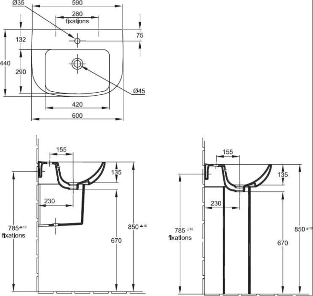 Раковина Jacob Delafon Odeon Up E4700-00