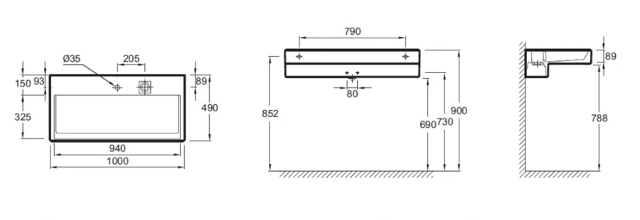 Раковина Jacob Delafon Terrace 100 см с подсветкой  EXC9112-00
