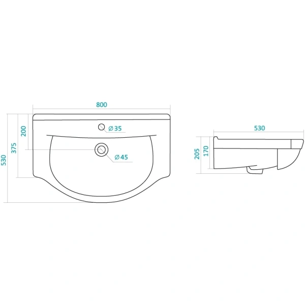 Раковина santek Эльбрус-80 1.WH10.9.653