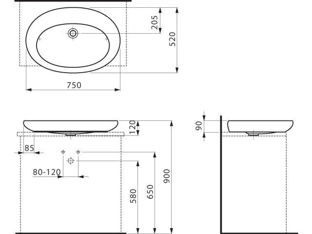 Раковина накладная Laufen Alessi One 8.1897.2
