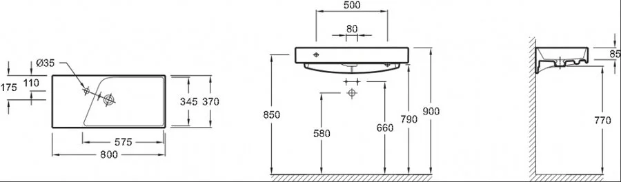 Раковина Jacob Delafon Rythmik 80 см белая EXP112-Z-00