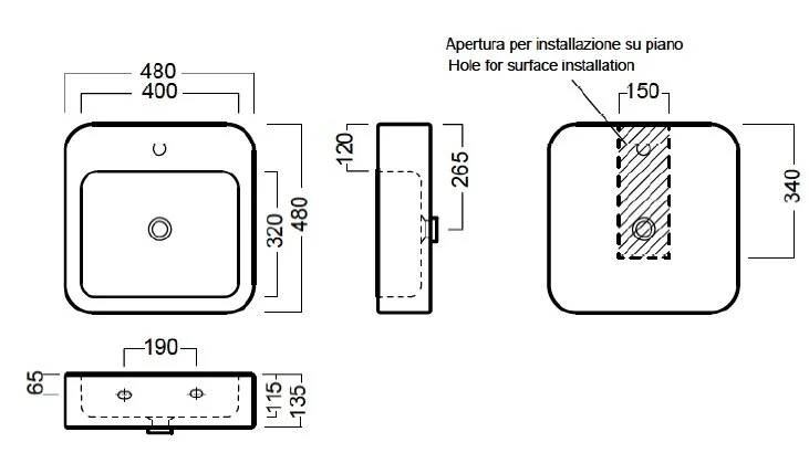 Раковина Hatria Happy Hour Y0M701 48х48 см Staron