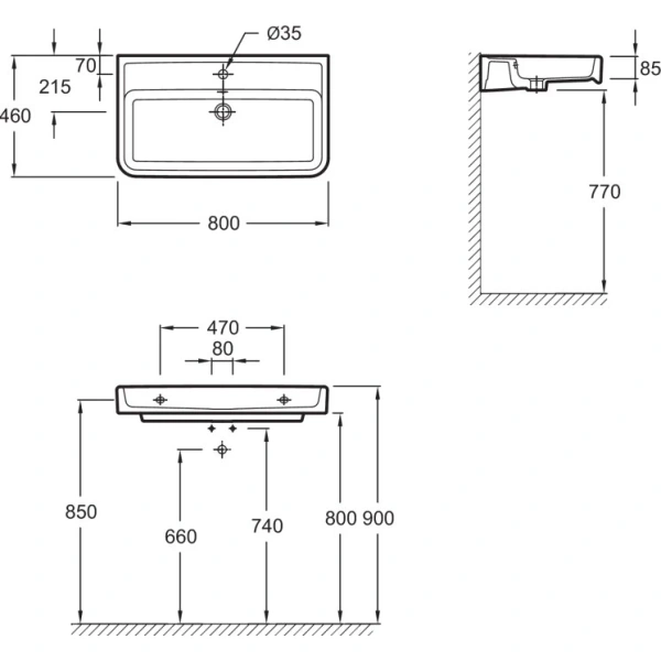 Раковина подвесная Jacob Delafon REPLAY E4490-00 80 см керамическая
