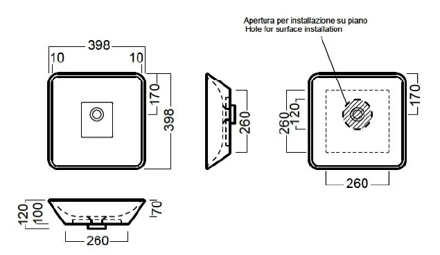 Раковина накладная Hatria Happy Hour Y0QR01 40х40 см