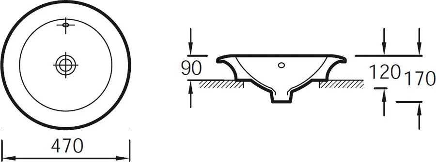 Раковина Jacob Delafon Ronde 47 см накладная E1183-00 Staron