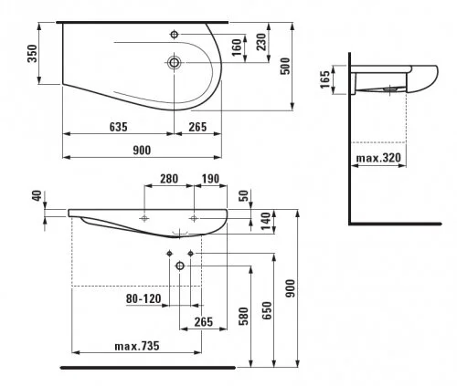 Раковина Laufen Ilbagnoalessi One 90 см белая с покрытием LCC 8.1497.6.400.104.1