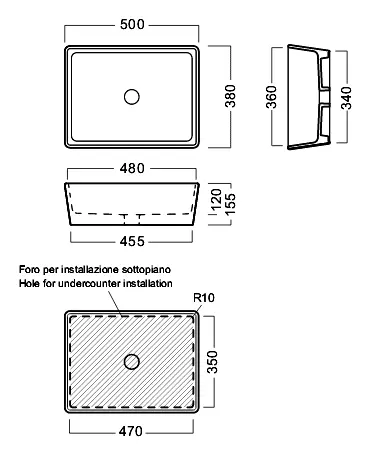 Раковина встраиваемая Hatria Happy Hour YXSQ01 50х40 см