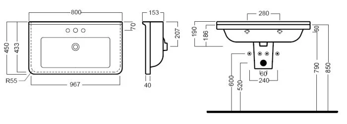 Раковина подвесная Hatria Erika Pro YXE901 80х45 см