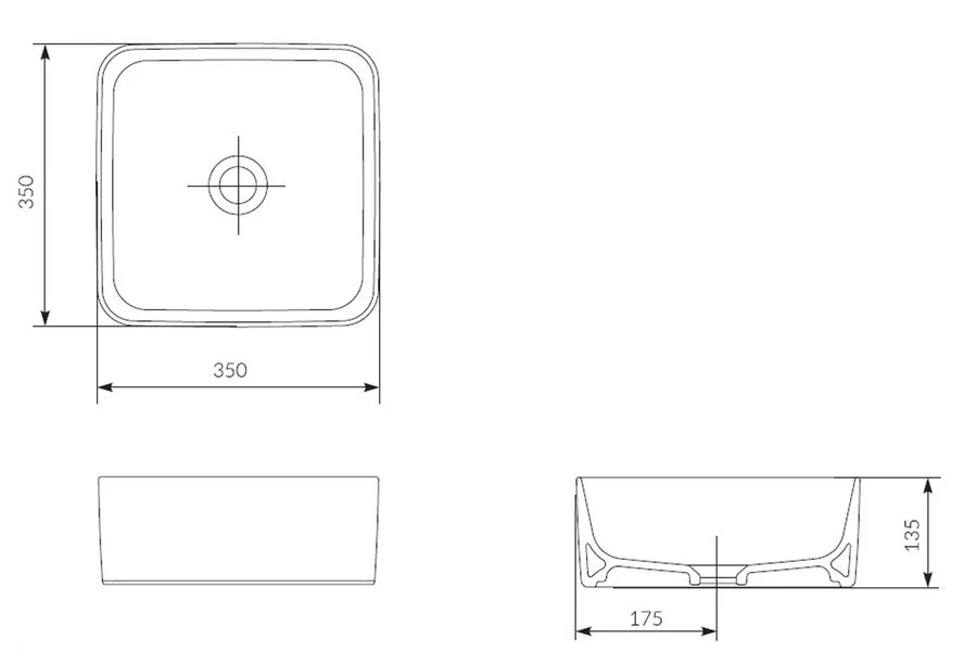 Раковина встраиваемая Cersanit Crea P-UM-CRE35/1-oc-S 35х35 см