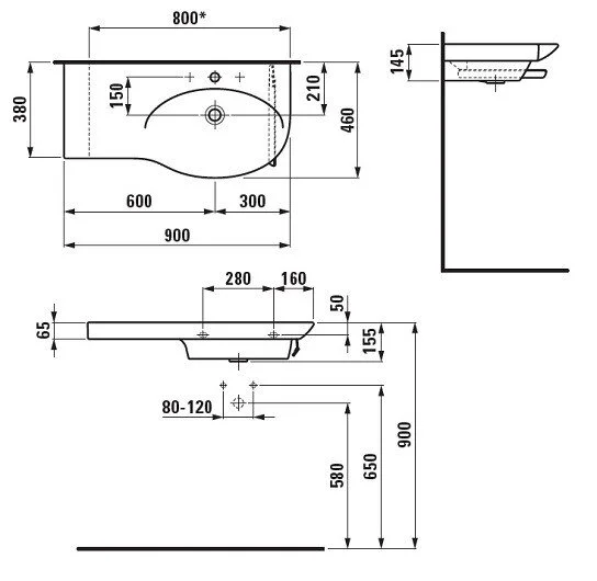Раковина Laufen Palace 90 см цвет белый 8.1670.2.000.104.1