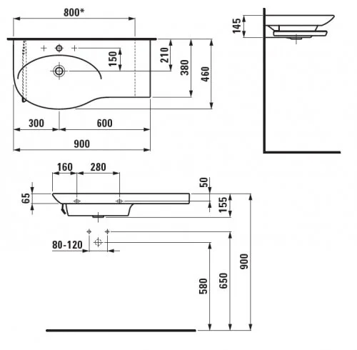 Раковина Laufen Palace 90 см цвет белый 8.1670.2.000.104.1 Staron