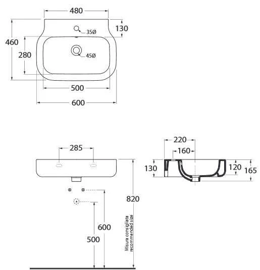 Раковина Azzurra Glaze GLZ260M GLZ260M/SOSP bi*1