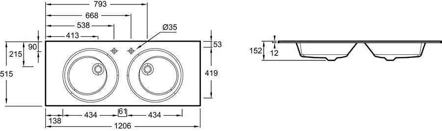 Раковина Jacob Delafon Odeon Rive Gauche EB2565-DE 121 см стеклянная