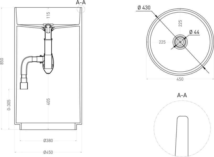 Раковина напольная Salini Armonia 01 белый матовый 130111SM